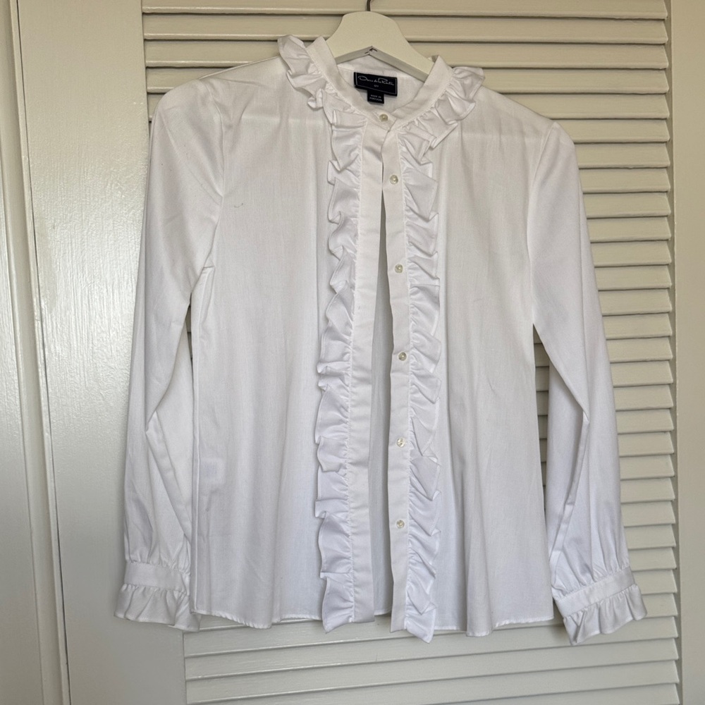 Oscar de la Renta White Ruffled Kids Blouse